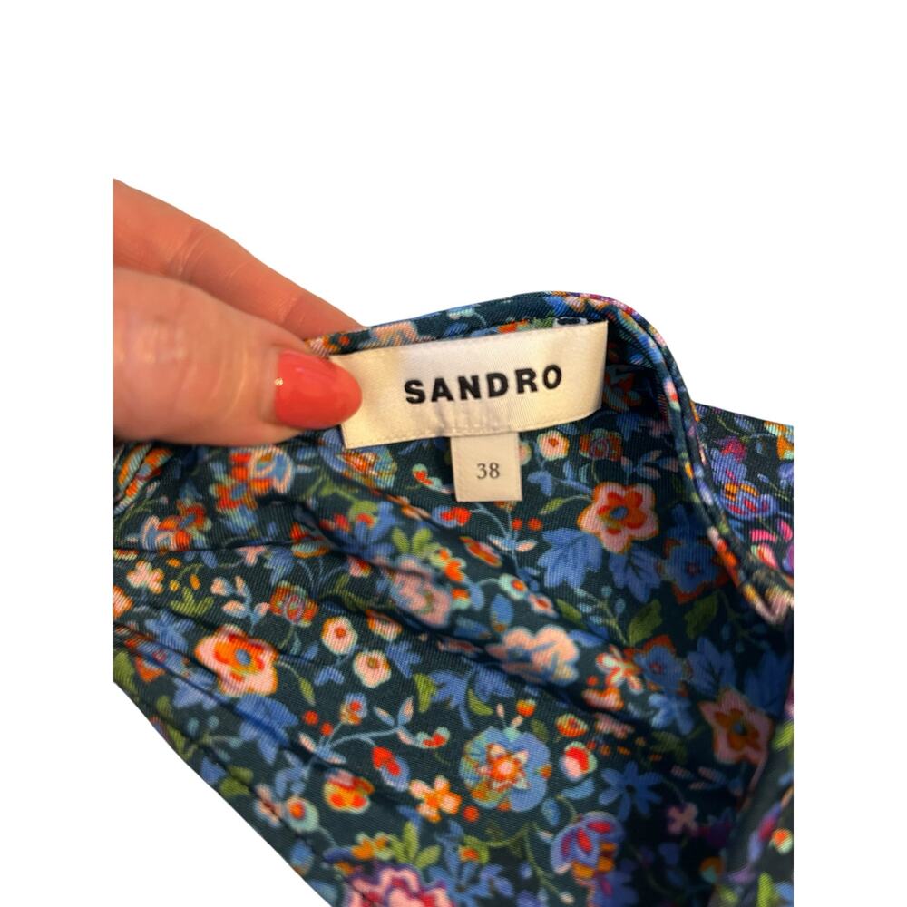 Sandro Pinelle Blue Floral Dress - Size 38 - Picture 9 of 15